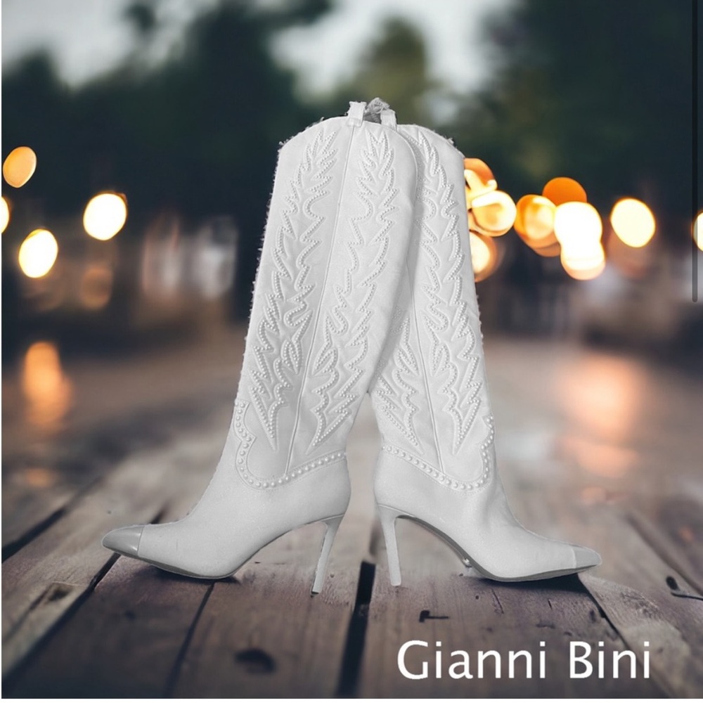White Rhinestone bachelorette concert cowboy boots